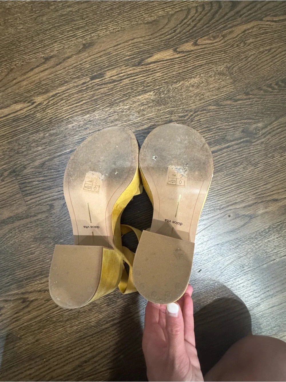 Dolce Vita Platform Suede Ankle-Strap Sandals in Mustard Yellow